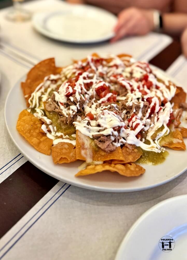 Plato de nachos con salsa y carne