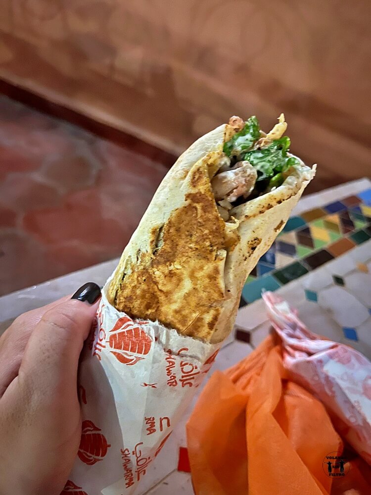 Shawarna de pollo en Marrakech 