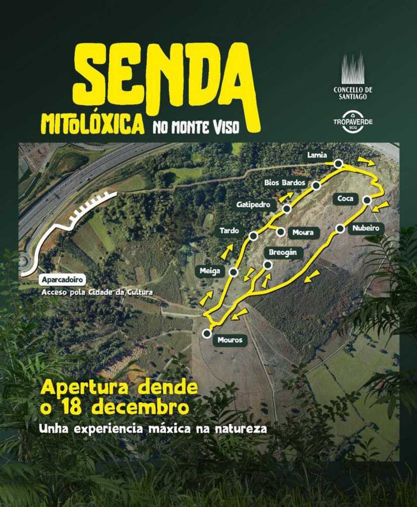 Mapa de las 11 esculturas y del aparcamiento de la ruta 